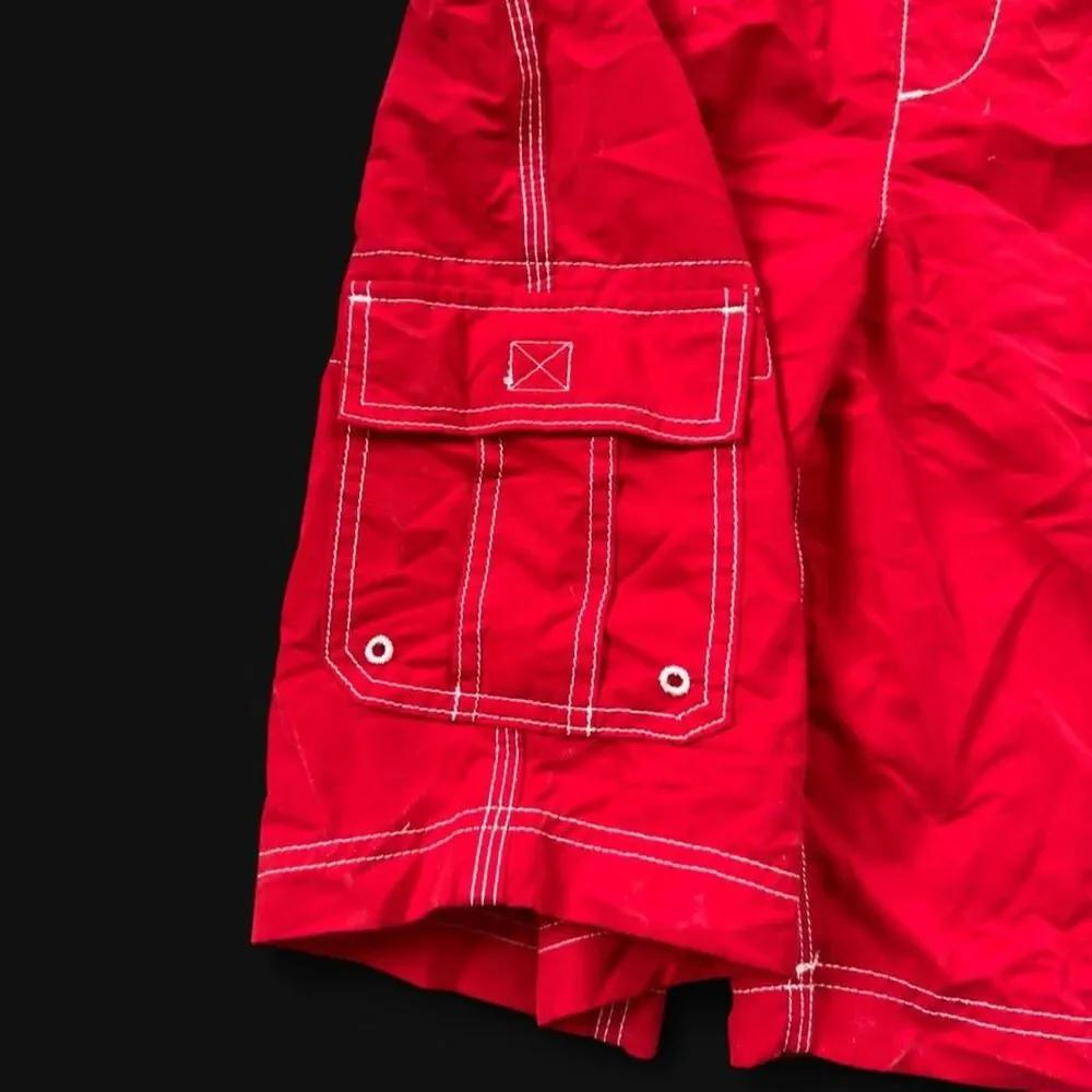 Lands' End Kids Retro-like Red Swim Trunks